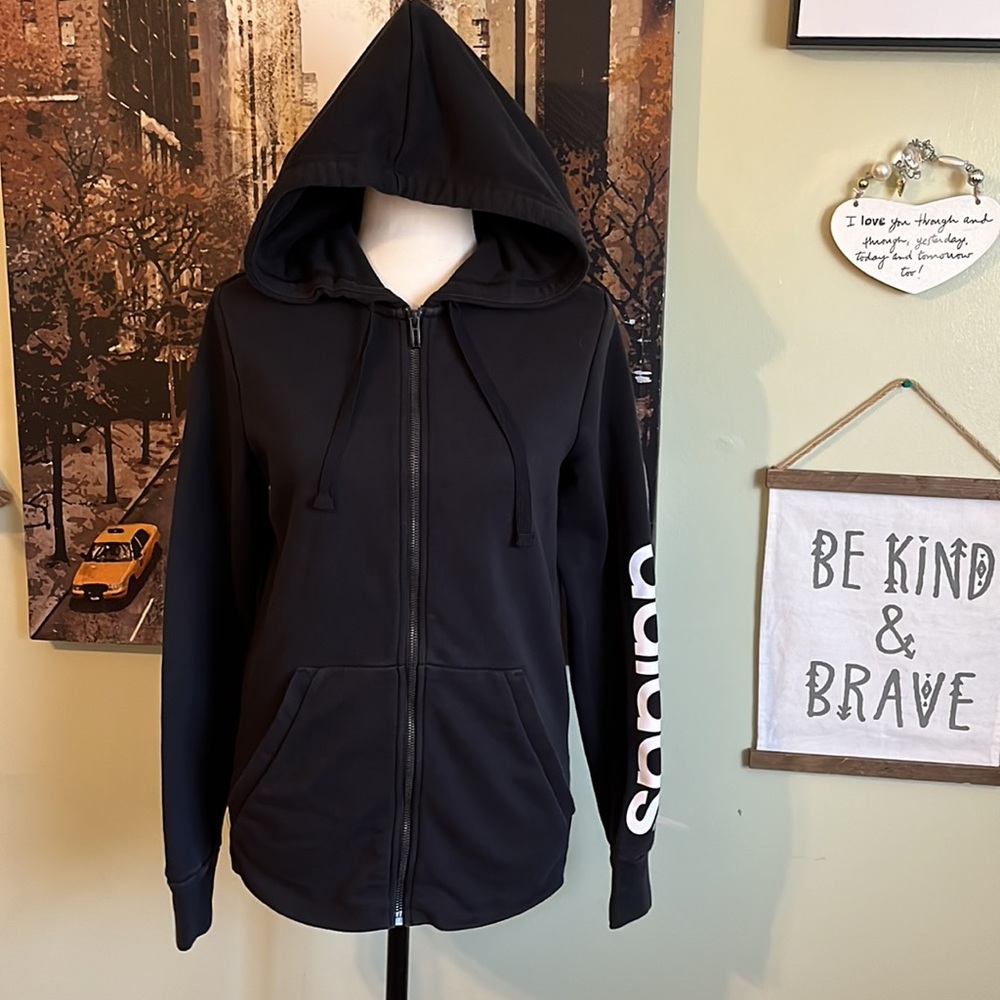 Adidas black zip up sweatshirt hoodie jacket
